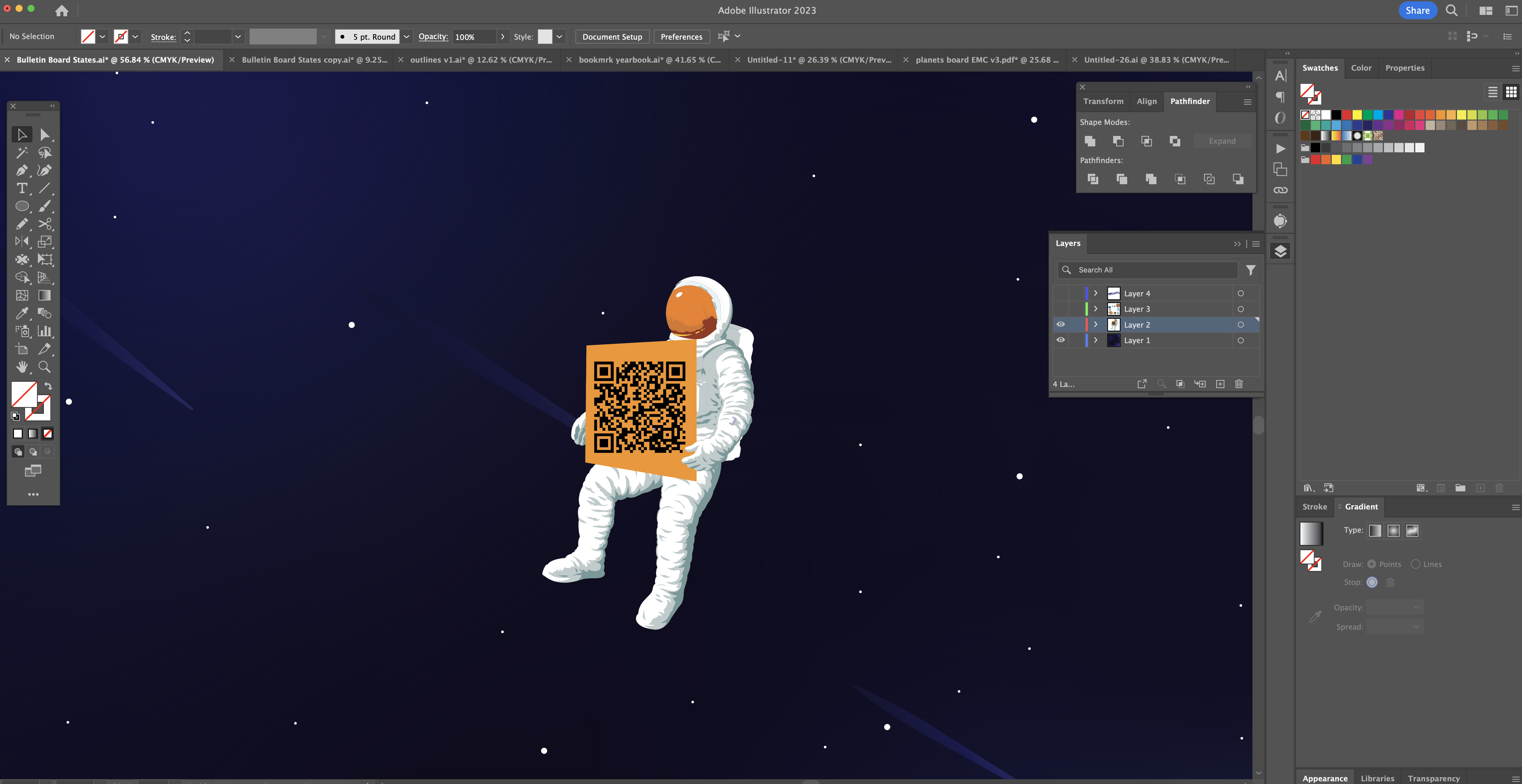 Making a space background in Adobe Illustrator.